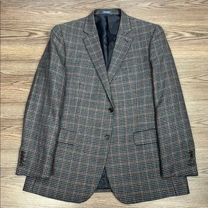 Stafford Blue, Gold & Navy Check Plaid Sport Coat 44L